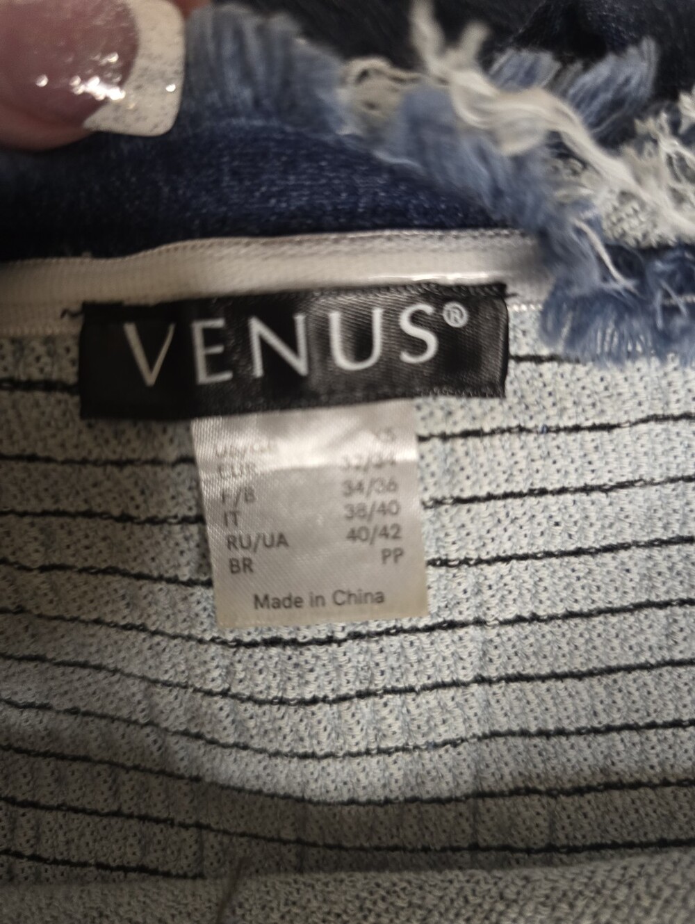 Venus Off The Shoulder Raw Edge Denim XS - Picture 12 of 14